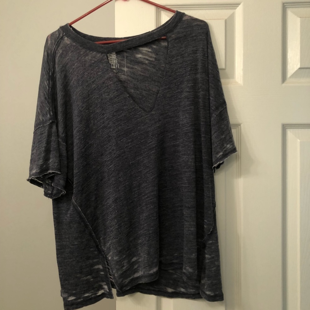 Free People Grey Cutout T-Shirt (size S)